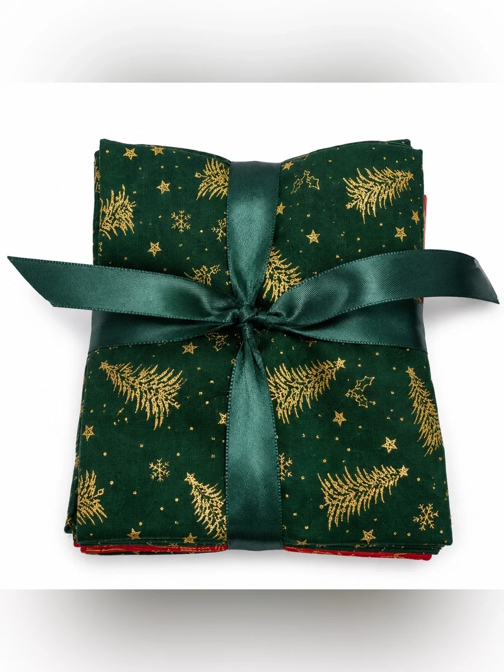 NEW Christmas Cotton Fabric Fat Quarter Bundle 7pc Gold Tree Quilt Craft